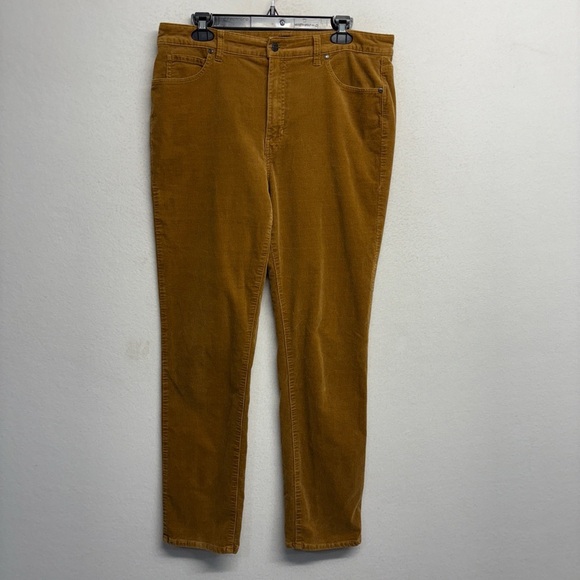 Talbots Corduroy Straight Leg Pants 12 Tan Mustard Yellow Brown - Picture 1 of 7